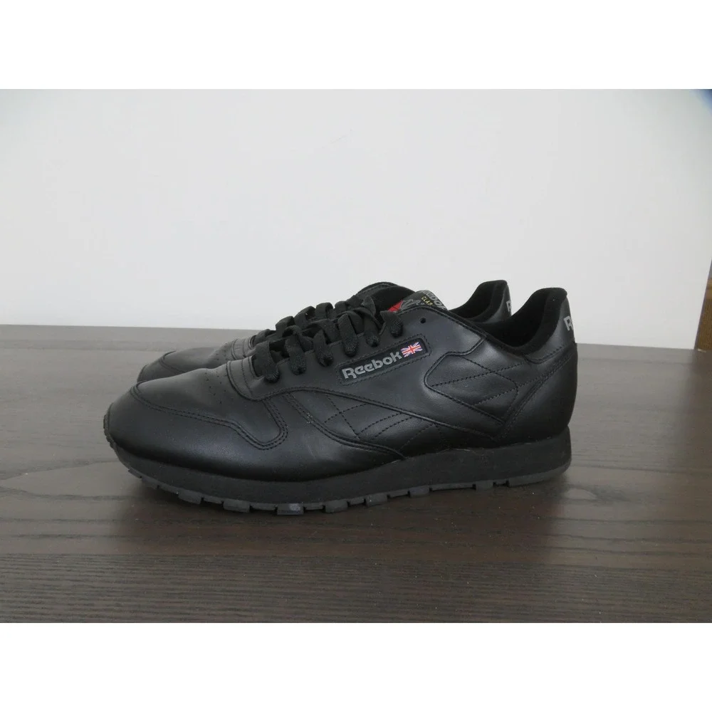 Reebok Classic Leather Shoes Mens Size 12 Black Walking Sneakers Casual Comfort